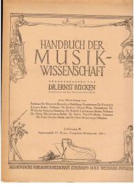 Hier klicken, um die Abbildung zu vergrößern... Handbuch der Musikwissenschaft. Lieferung 50: Evangelische Kirchenmusik. Heft 1