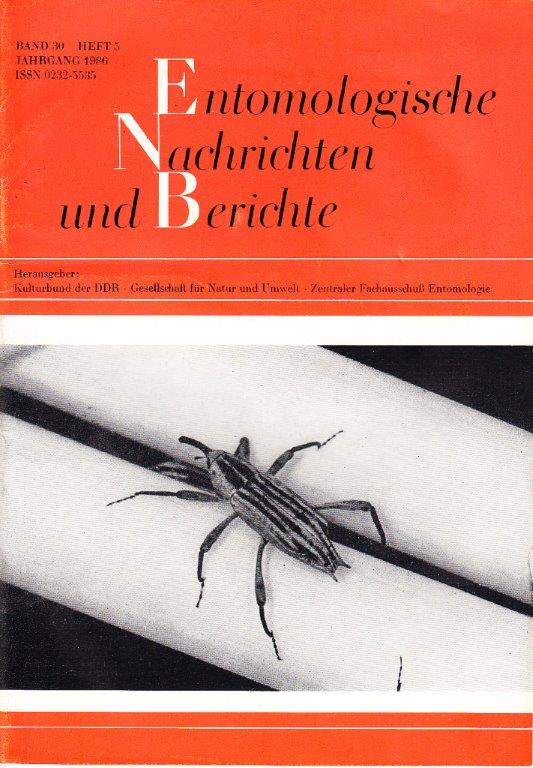 Entomologische Nachrichten und Berichte. Band 30, Heft 5 (1986) Entomologische Nachrichten und Berichte. Band 30, Heft 5 (1986)