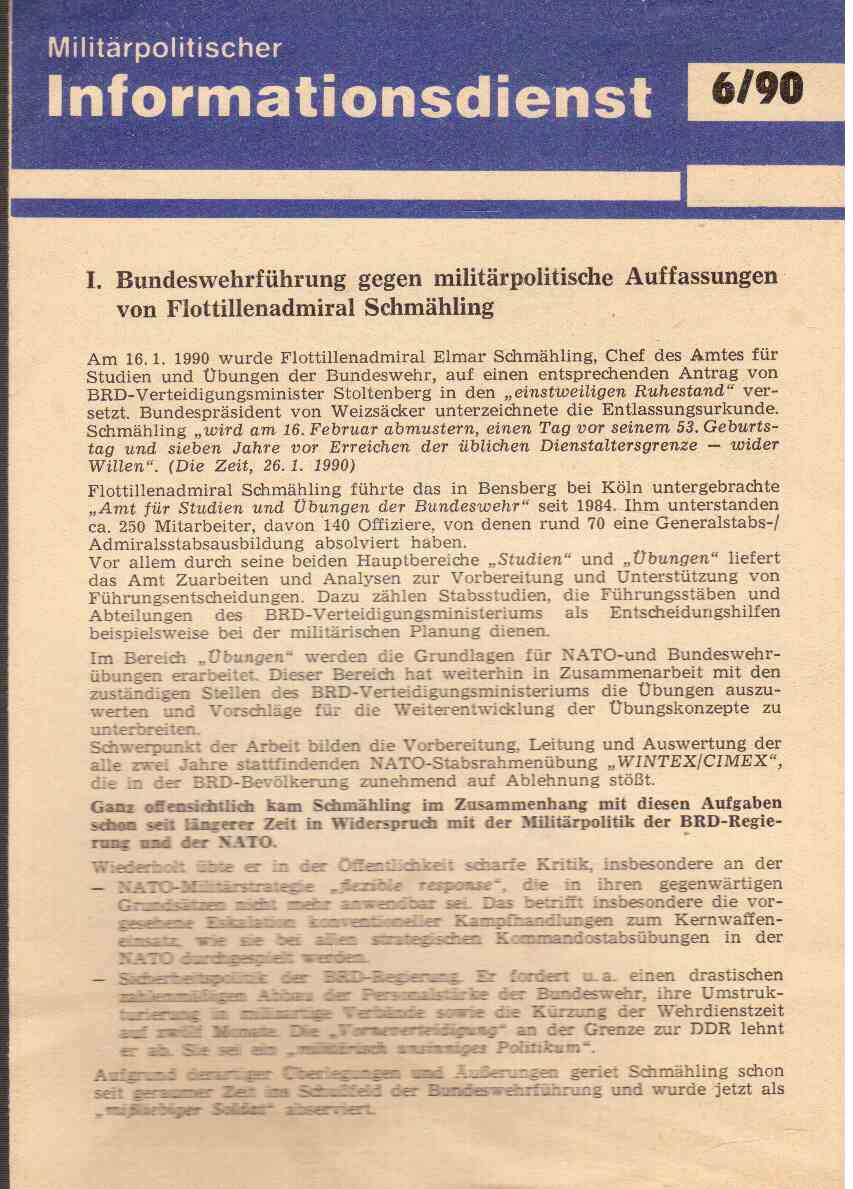Hier klicken, um die Abbildung zu vergrößern... Militärpolitischer Informationsdienst 6(90)