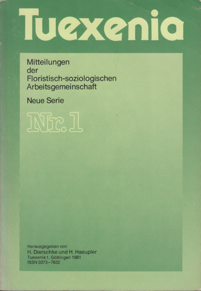 Hier klicken, um die Abbildung zu vergrößern... Tuexenia. Mitteilungen Der Floristisch-soziologischen Arbeitsgemeinschaft. Neue Serie Nr. 1