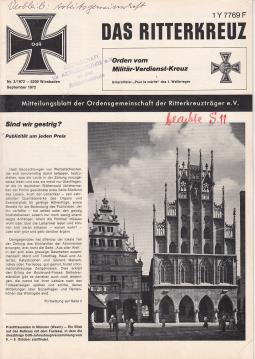 Hier klicken, um die Abbildung zu vergrößern... Das Ritterkreuz. Mitteilungsblatt der Ordensgemeinschaft der Ritterkreuzträger e.V. Nr. 3(1972)