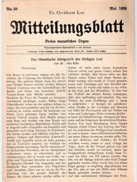 Ex Occidente Lux. Mitteilungsblatt Nr. 59. Freies monatliches Organ Ex Occidente Lux. Mitteilungsblatt Nr. 59. Freies monatliches Organ
