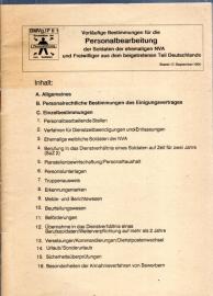 Vorläufige Bestimmungen für die Personalberatung der Soldaten der ehemaligen NVA und Freiwilliger aus dem beigetretenen Teil Deutschlands Vorläufige Bestimmungen für die Personalberatung der Soldaten der ehemaligen NVA und Freiwilliger aus dem beigetretenen Teil Deutschlands